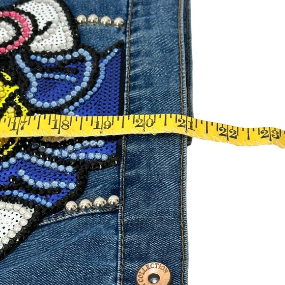 (H-221) Distressed Denim Jean Jacket Size S - Picture 11 of 13